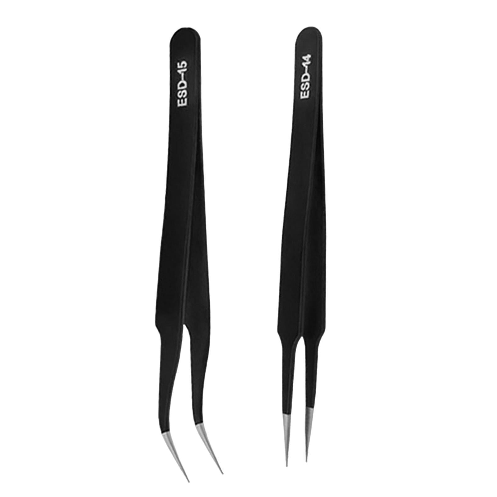 2 Pieces Eyelash Tweezers Nail Enhancement Eyelash Clip Precision for Salon Style E