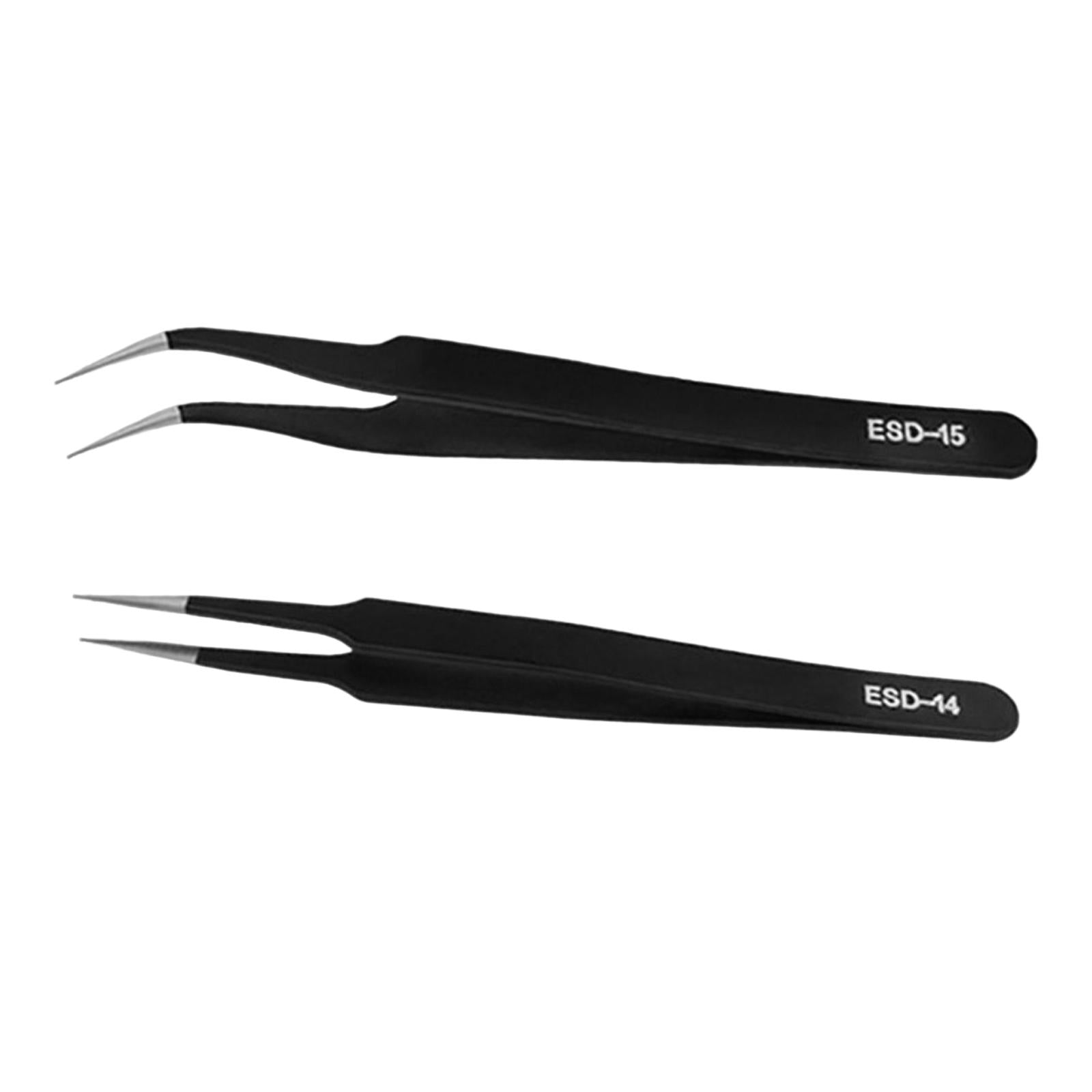 2 Pieces Eyelash Tweezers Nail Enhancement Eyelash Clip Precision for Salon Style E