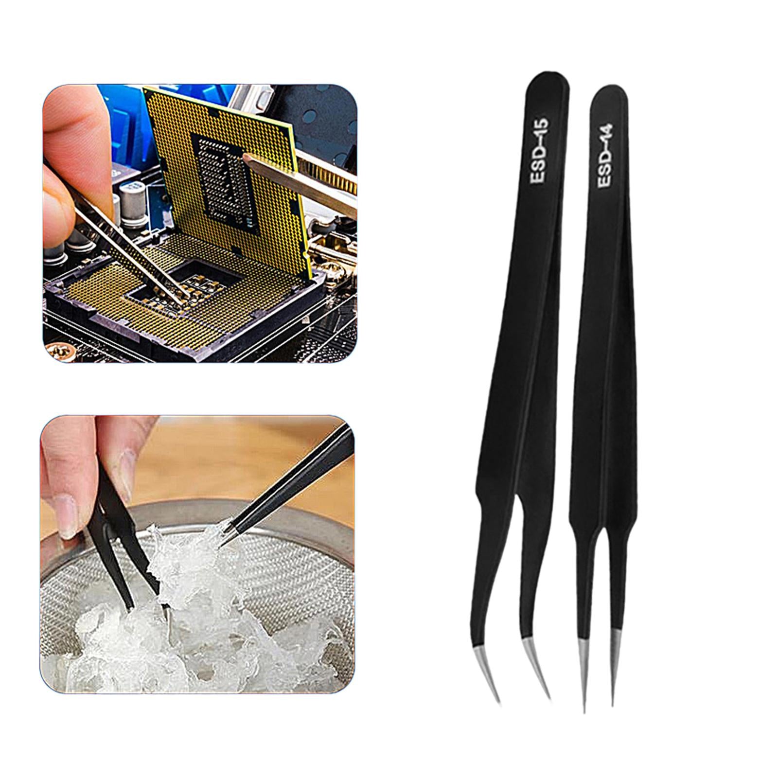 2 Pieces Eyelash Tweezers Nail Enhancement Eyelash Clip Precision for Salon Style E