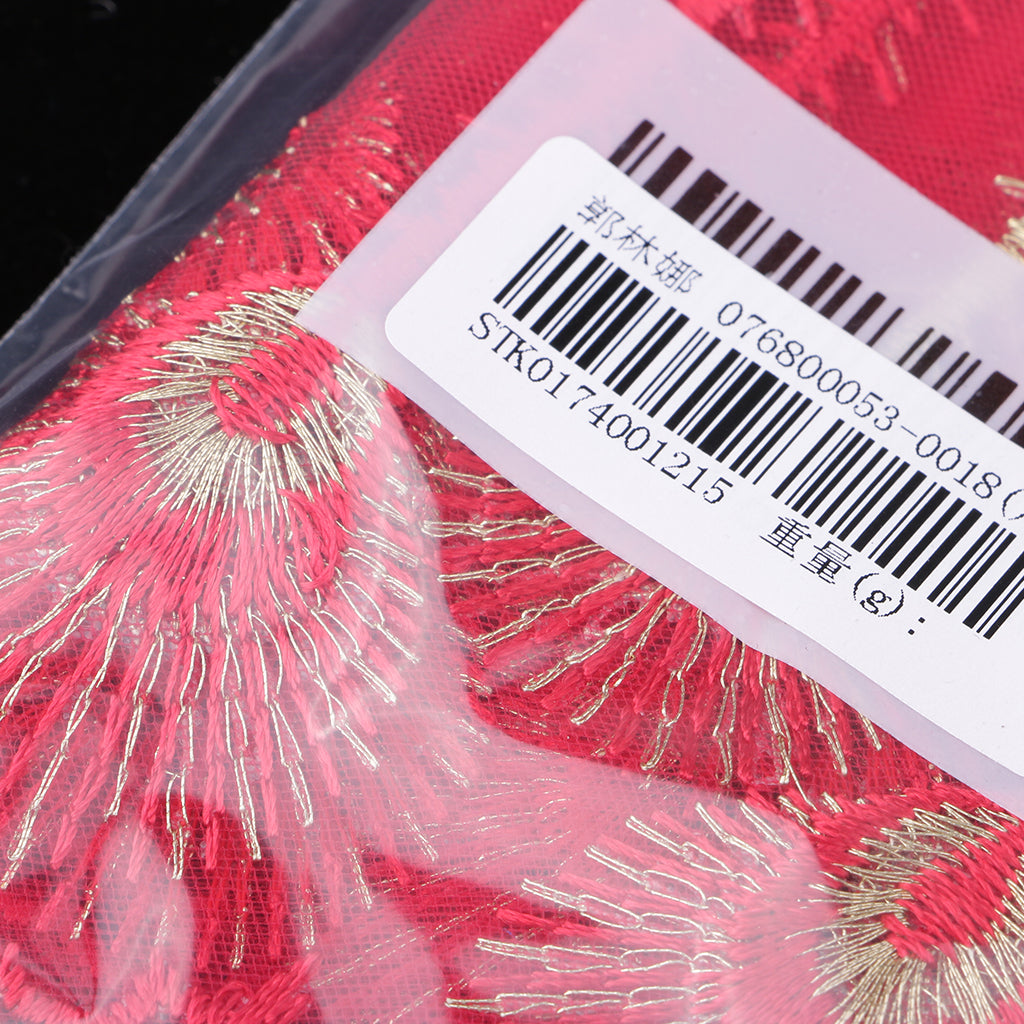 Embroidered Mesh Lace Fabric Craft Ribbon Sewing Trim DIY Red