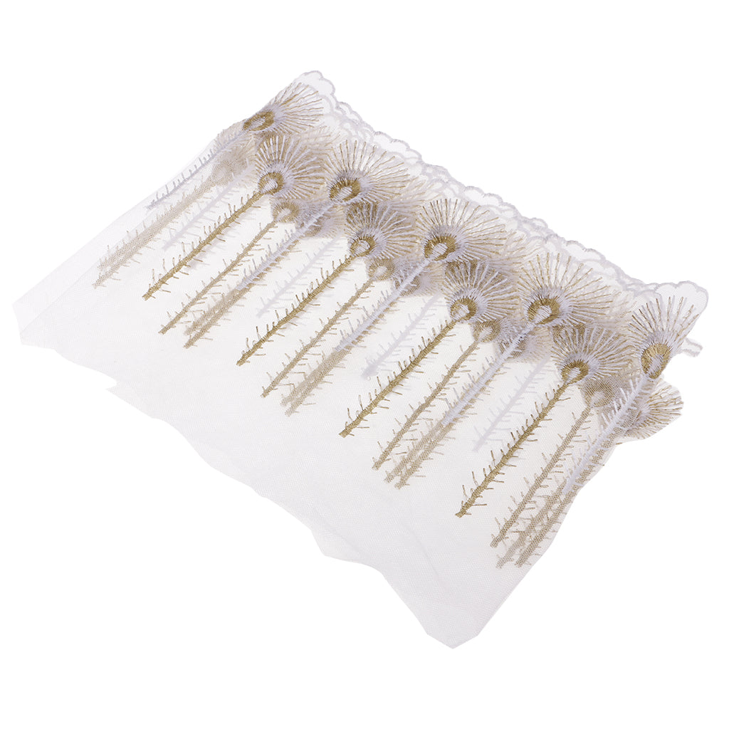 Embroidered Mesh Lace Fabric Craft Ribbon Sewing Trim DIY White