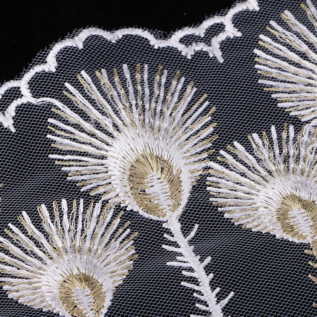 Embroidered Mesh Lace Fabric Craft Ribbon Sewing Trim DIY White