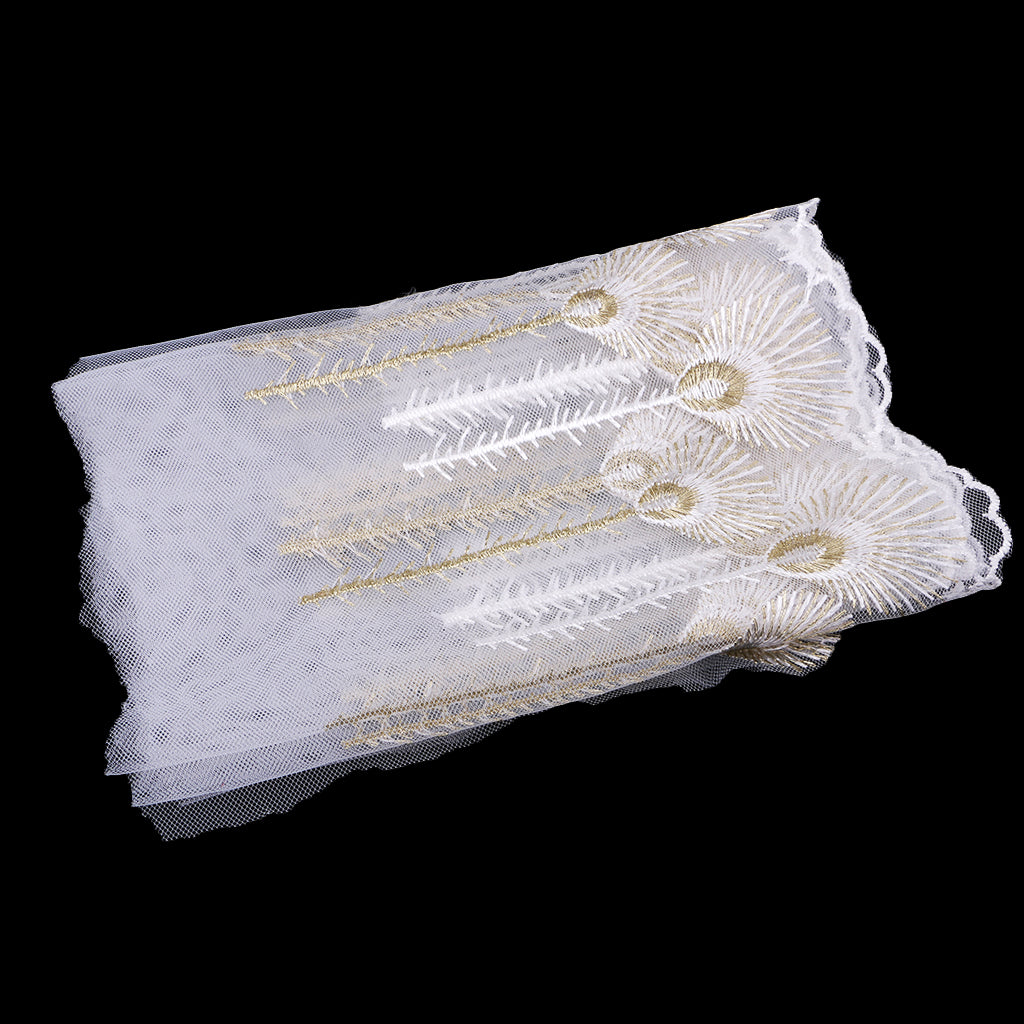 Embroidered Mesh Lace Fabric Craft Ribbon Sewing Trim DIY White