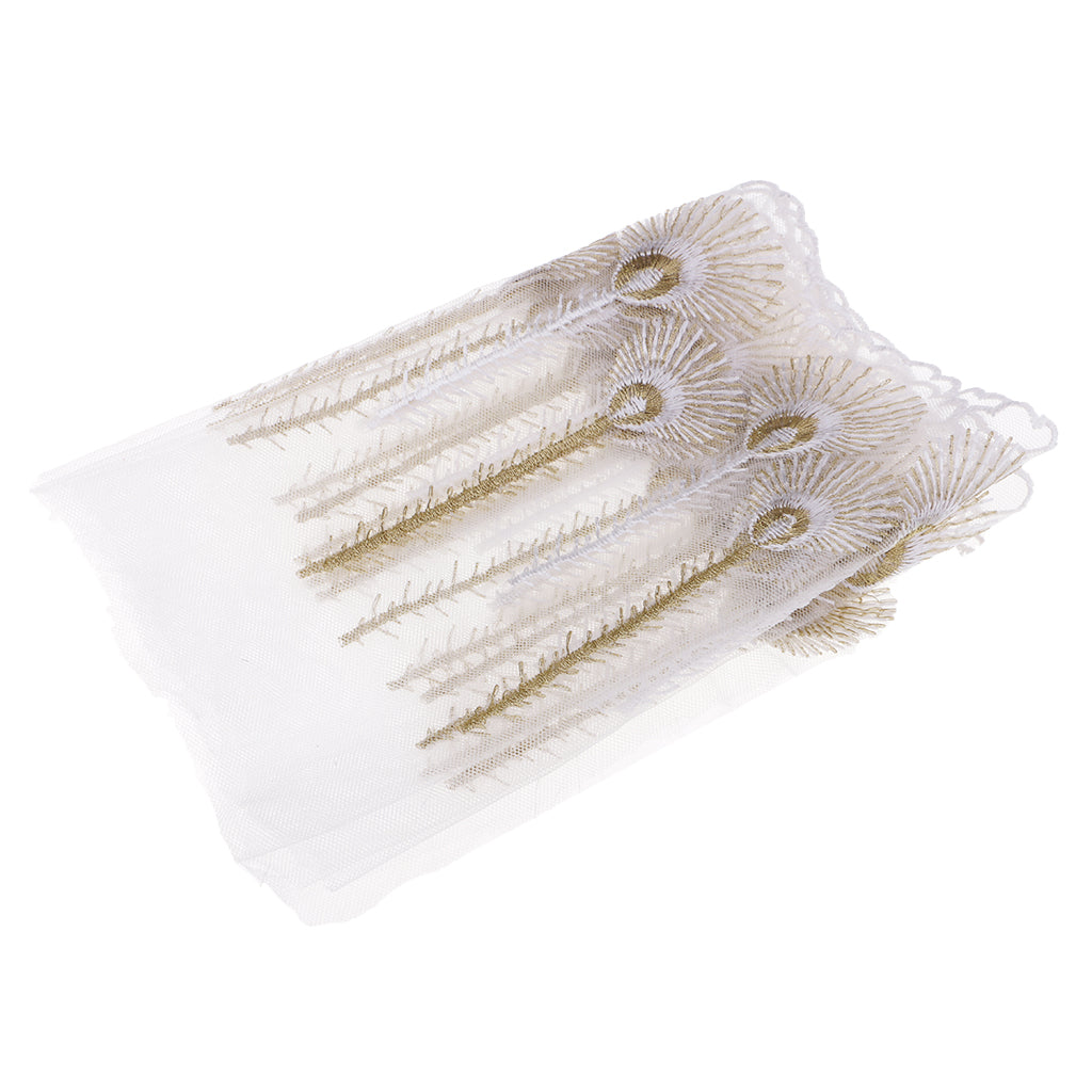 Embroidered Mesh Lace Fabric Craft Ribbon Sewing Trim DIY White