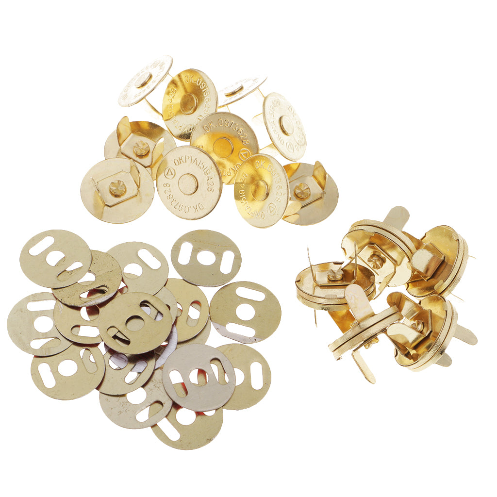 10Pcs Magnetic Fasteners Button Clasp Snaps-Purses,Bags,Clothes Gold 18mm