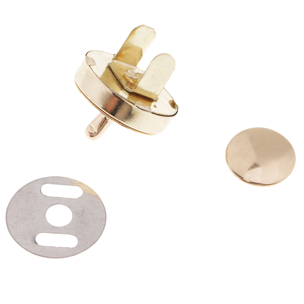 10 Set Metal Magnetic Fasteners Button for Handbag Purse Jewelry 18mm Gold
