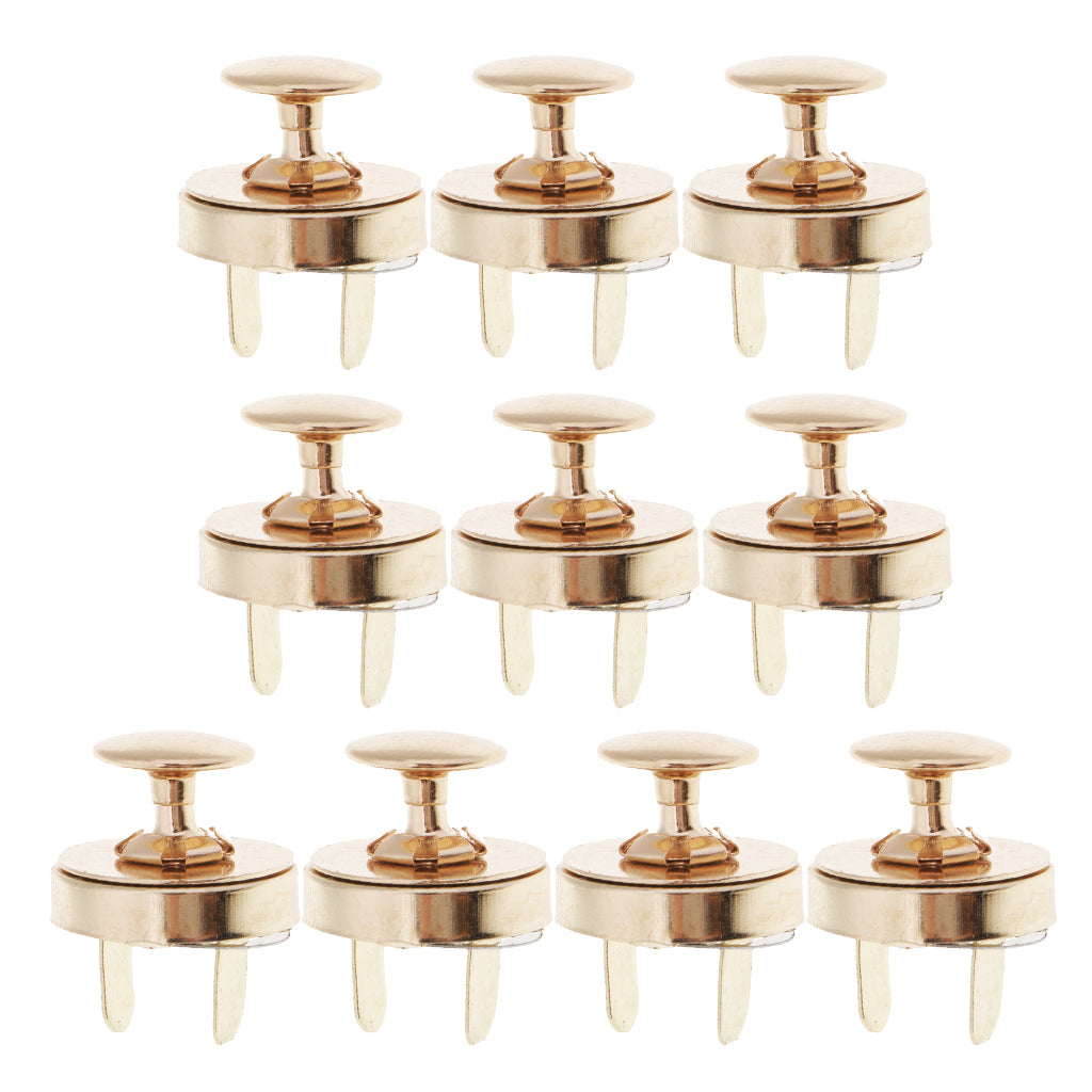 10 Set Metal Magnetic Fasteners Button for Handbag Purse Jewelry 18mm Gold