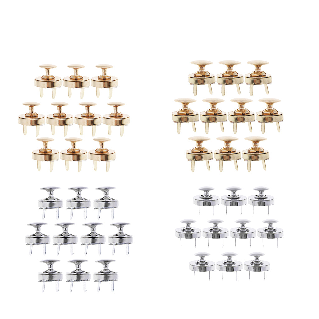 10 Set Metal Magnetic Fasteners Button for Handbag Purse Jewelry 18mm Gold