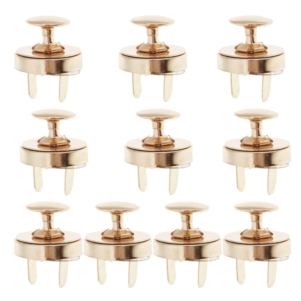 10 Set Metal Magnetic Fasteners Button for Handbag Purse Jewelry 18mm Gold