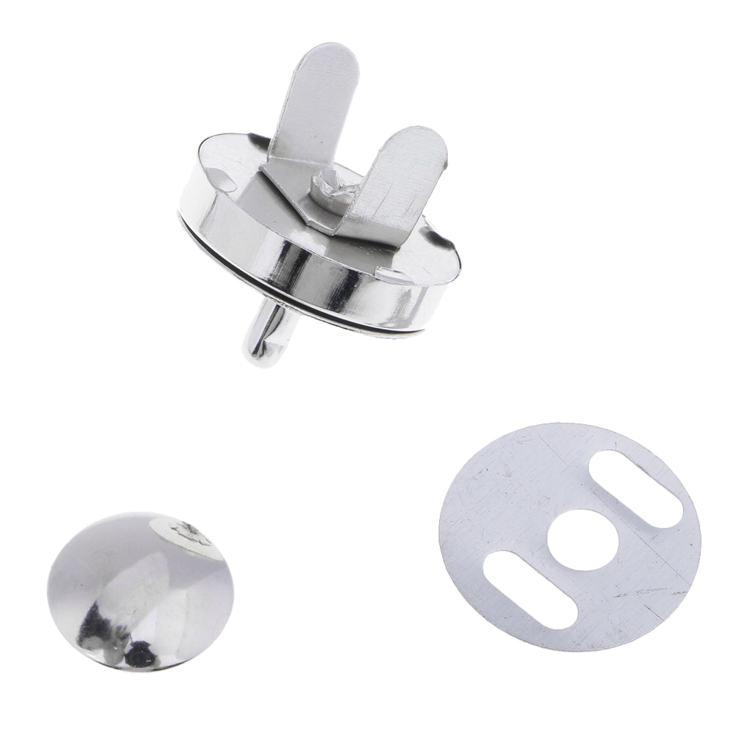10 Set Metal Magnetic Fasteners Button for Handbag Purse Jewelry 18mm Silver