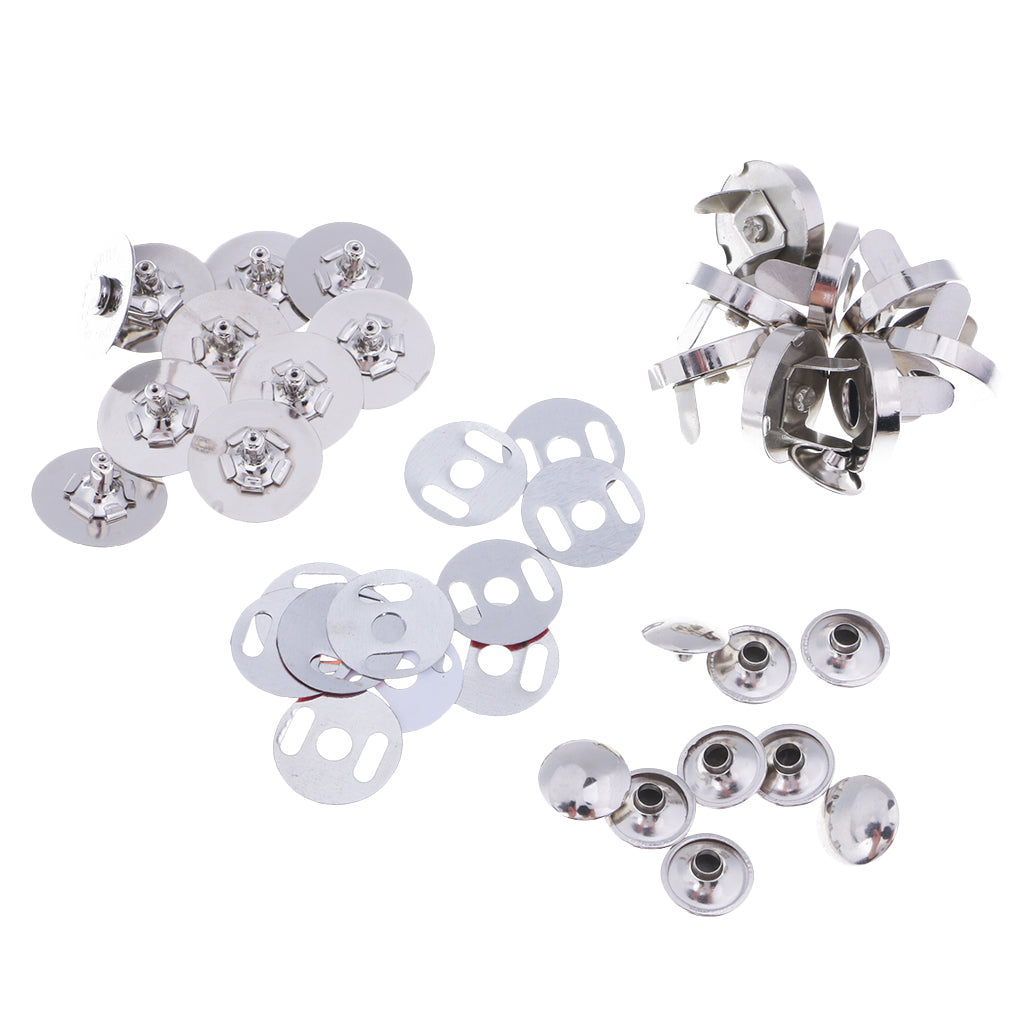 10 Set Metal Magnetic Fasteners Button for Handbag Purse Jewelry 18mm Silver