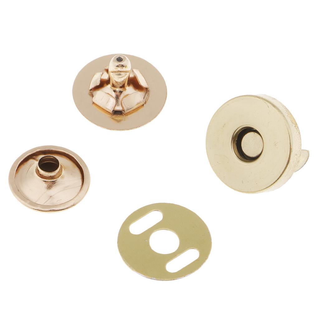 10 Set Metal Magnetic Fasteners Button for Handbag Purse Jewelry 14mm Gold