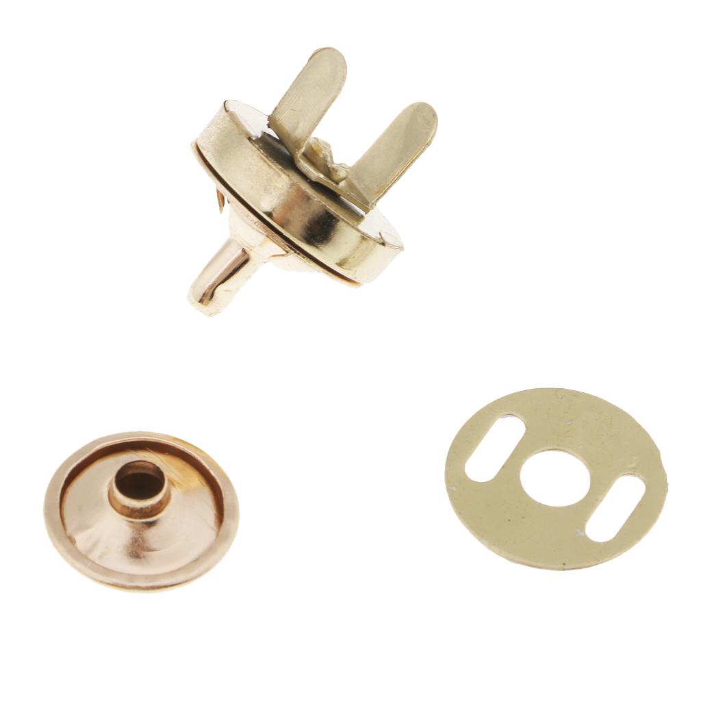 10 Set Metal Magnetic Fasteners Button for Handbag Purse Jewelry 14mm Gold