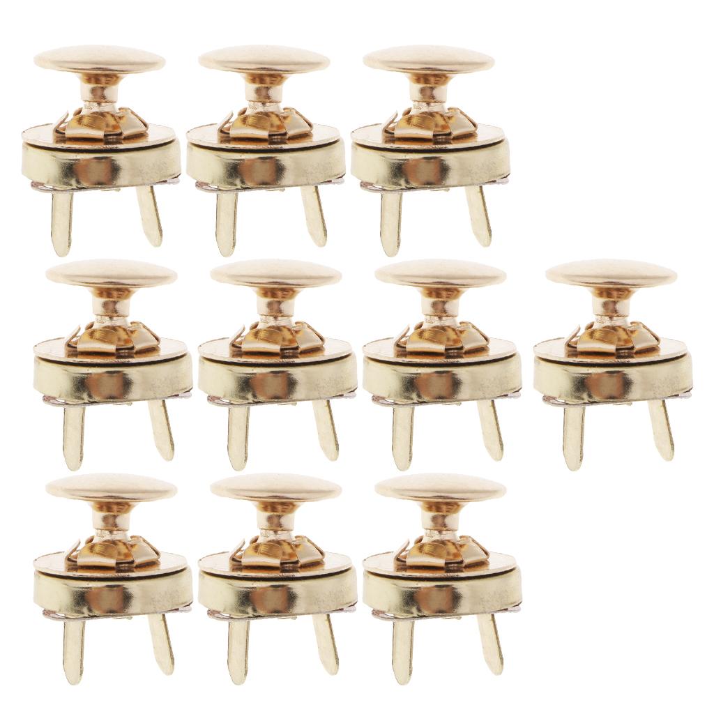 10 Set Metal Magnetic Fasteners Button for Handbag Purse Jewelry 14mm Gold