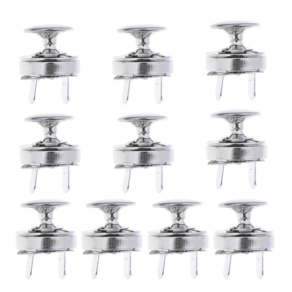 10 Set Metal Magnetic Fasteners Button for Handbag Purse Jewelry 14mm Silver