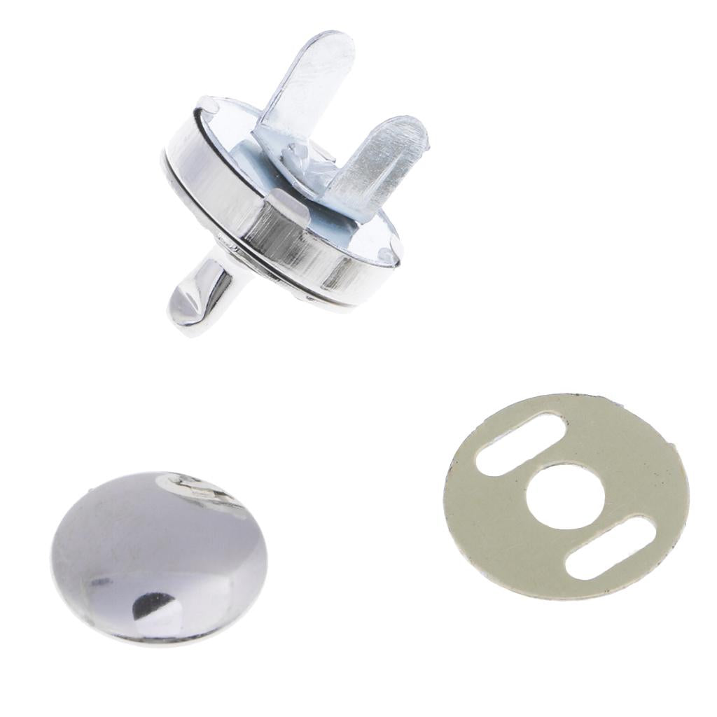 10 Set Metal Magnetic Fasteners Button for Handbag Purse Jewelry 14mm Silver