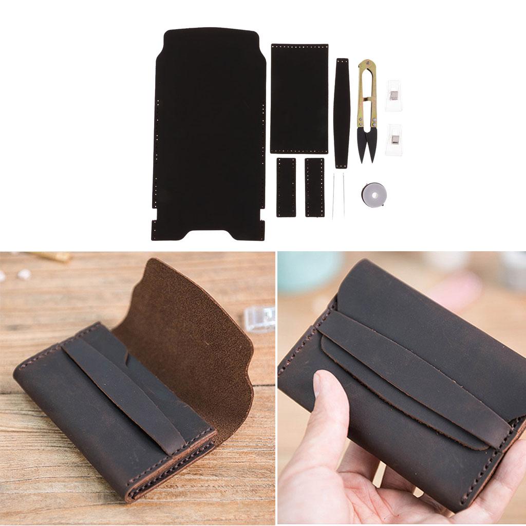 DIY Handmade Leather Wallet Purse Bag Making Kit Leathercraft Tools Coffee