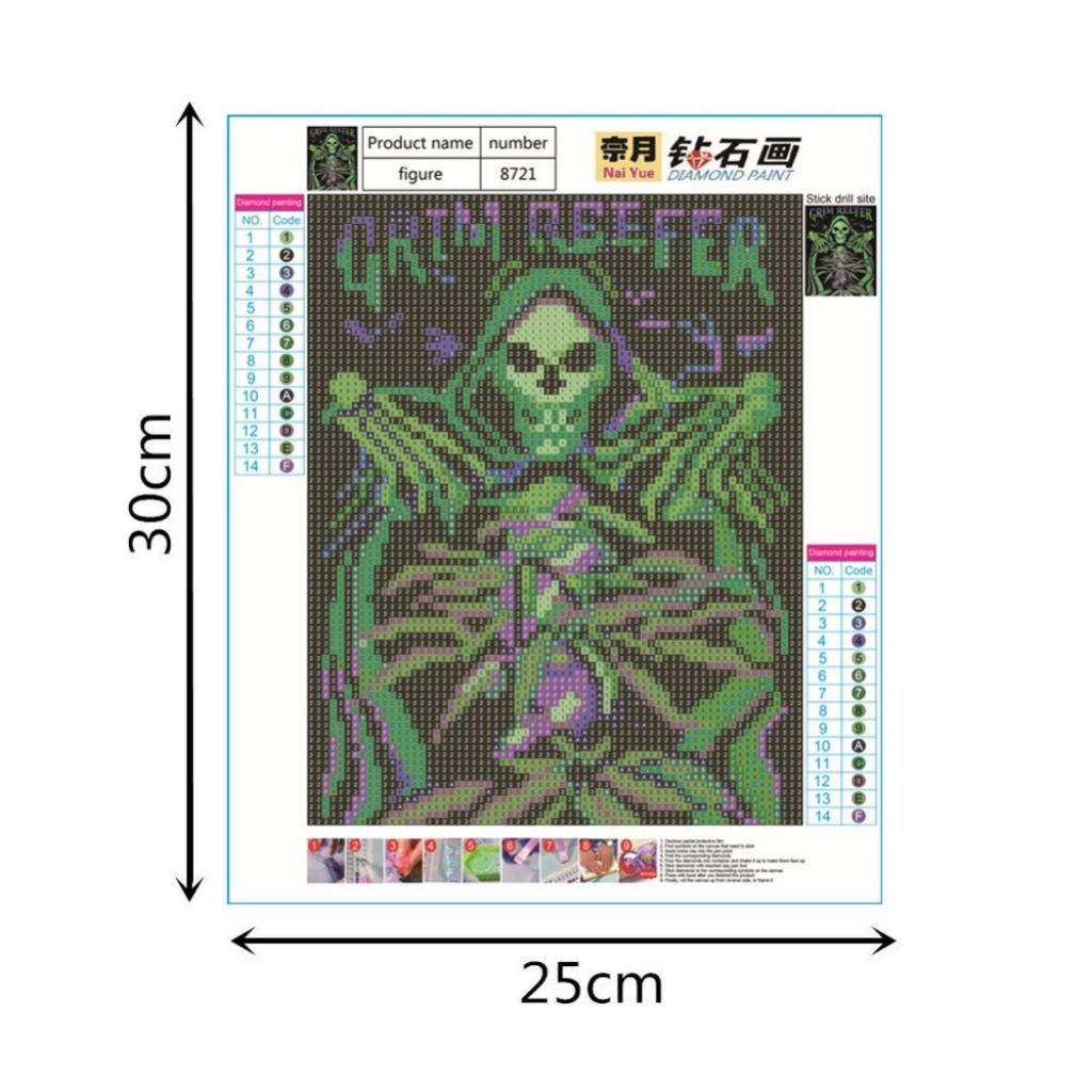 Full Drill 5D Diamond DIY Painting Craft Kit Home Wall Decor Skeleton Skull