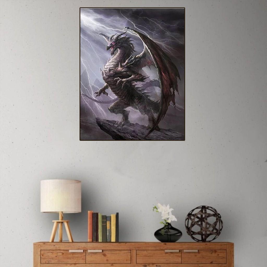 Full Drill 5D Diamond DIY Painting Craft Kit Home Wall Decor Dragon