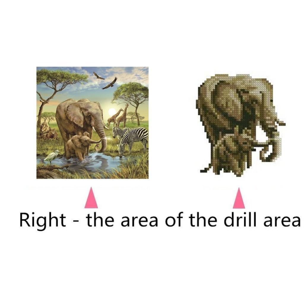 5D DIY Diamond Painting Animal Picture Room Wall Sticker Elephant