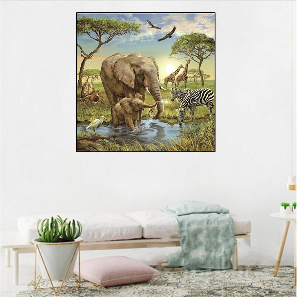 5D DIY Diamond Painting Animal Picture Room Wall Sticker Elephant