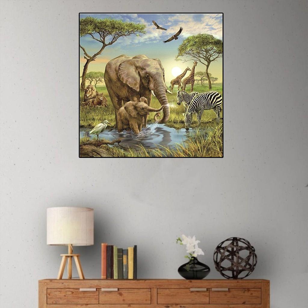 5D DIY Diamond Painting Animal Picture Room Wall Sticker Elephant