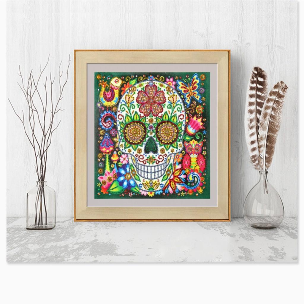 5D Special Shaped Diamond Painting Cross Stitch Crafts Decor Flower Skull