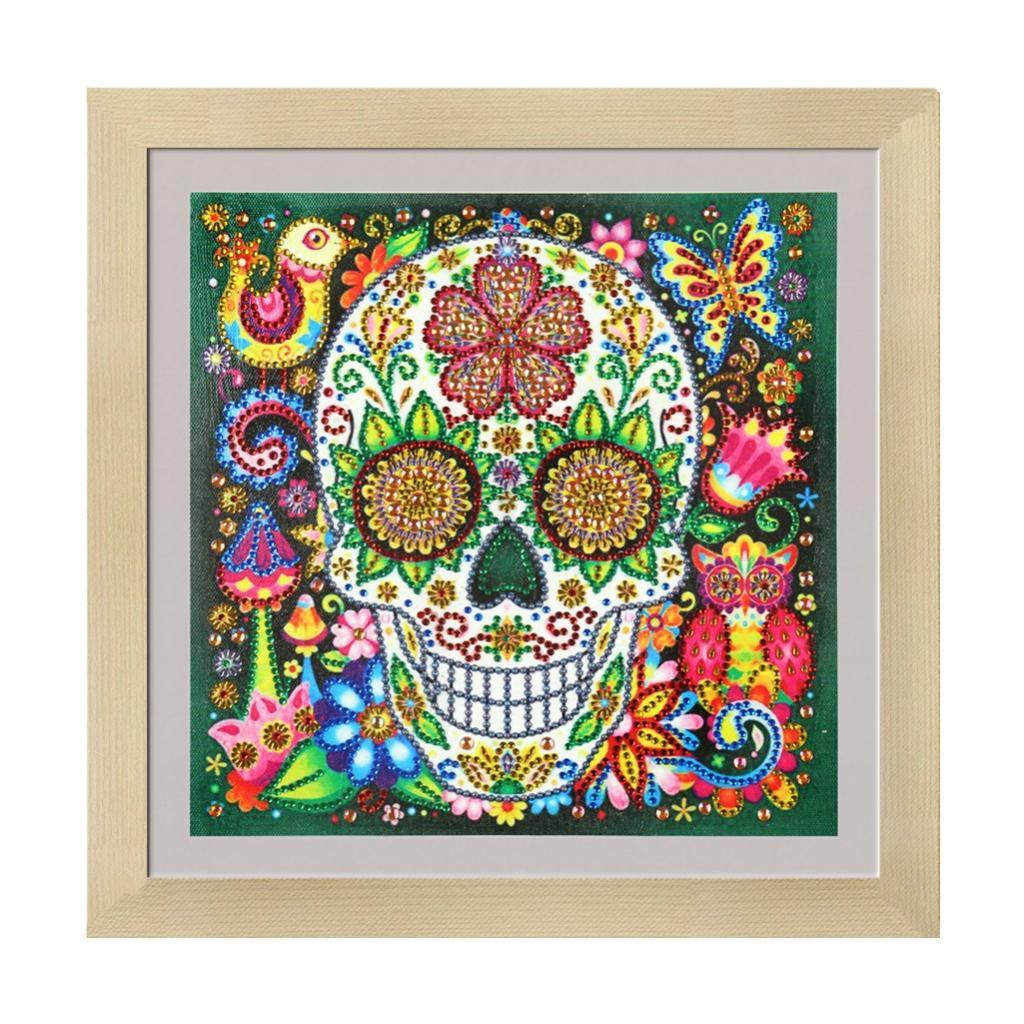 5D Special Shaped Diamond Painting Cross Stitch Crafts Decor Flower Skull