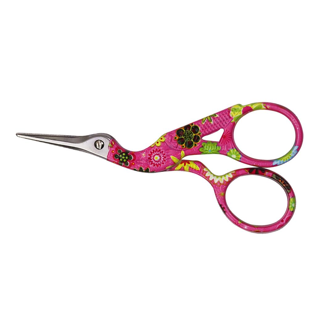 Mini Sewing Scissors Crane Shape Clothes Thread Embroidery Craft Rose Red
