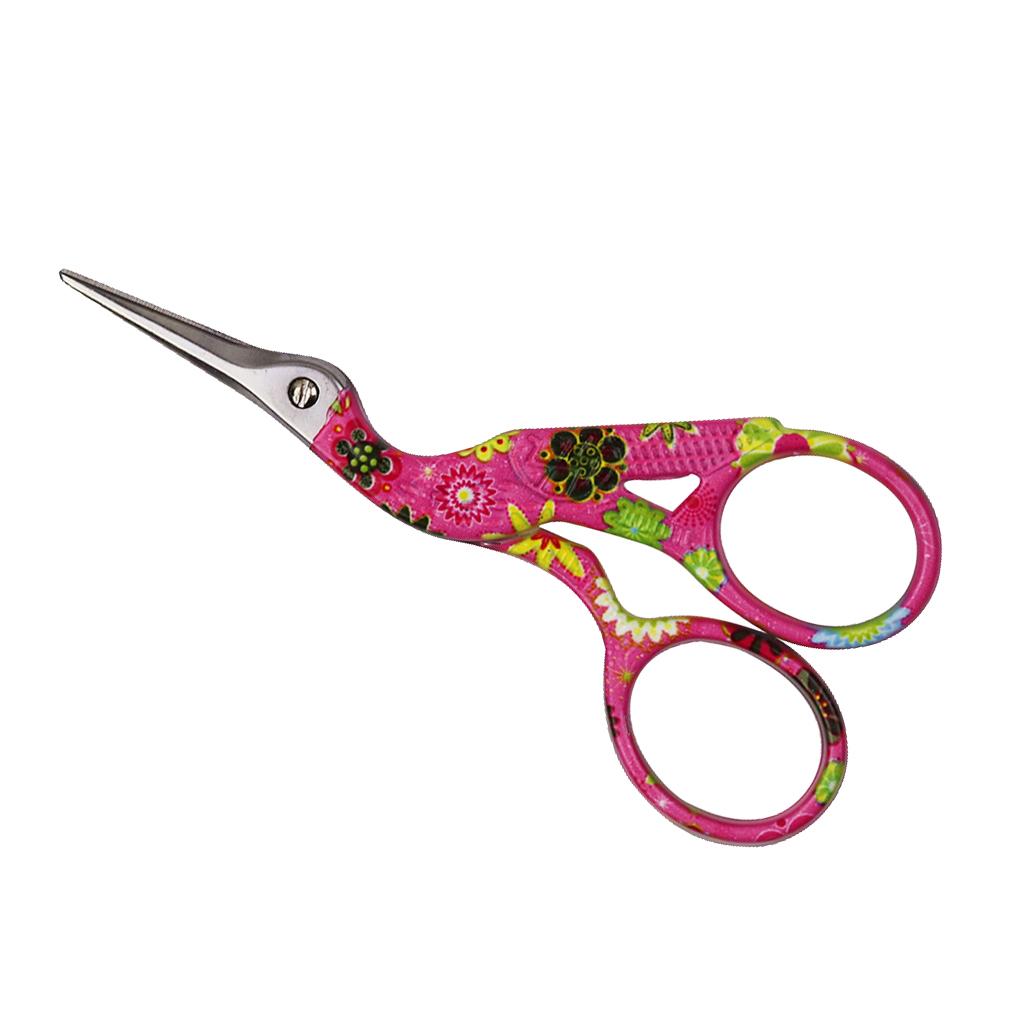 Mini Sewing Scissors Crane Shape Clothes Thread Embroidery Craft Rose Red