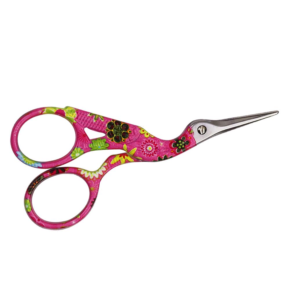 Mini Sewing Scissors Crane Shape Clothes Thread Embroidery Craft Rose Red