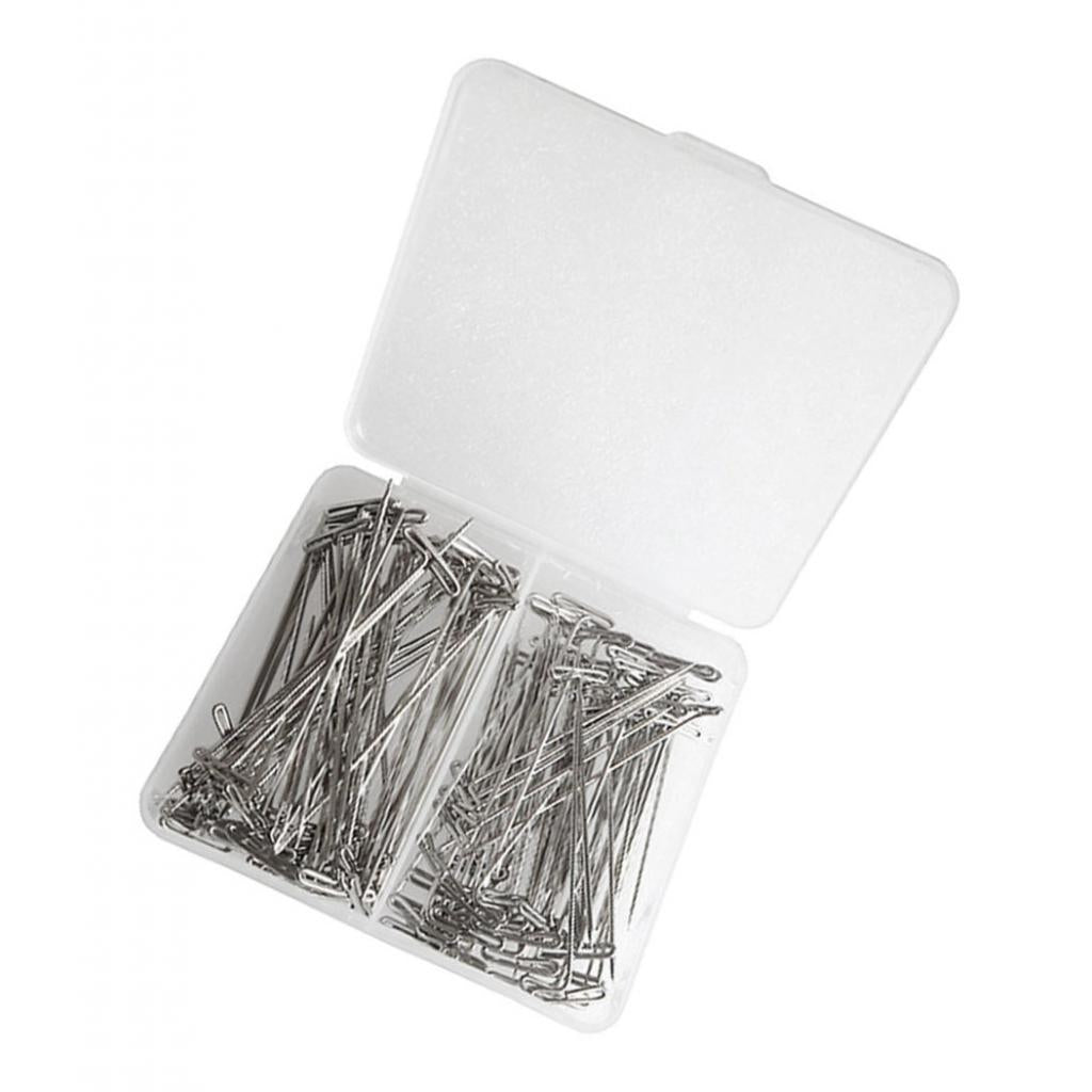 110 Pieces Mixed Sizes Metal Wig T-Pins with Plastic Box 38mm & 51mm