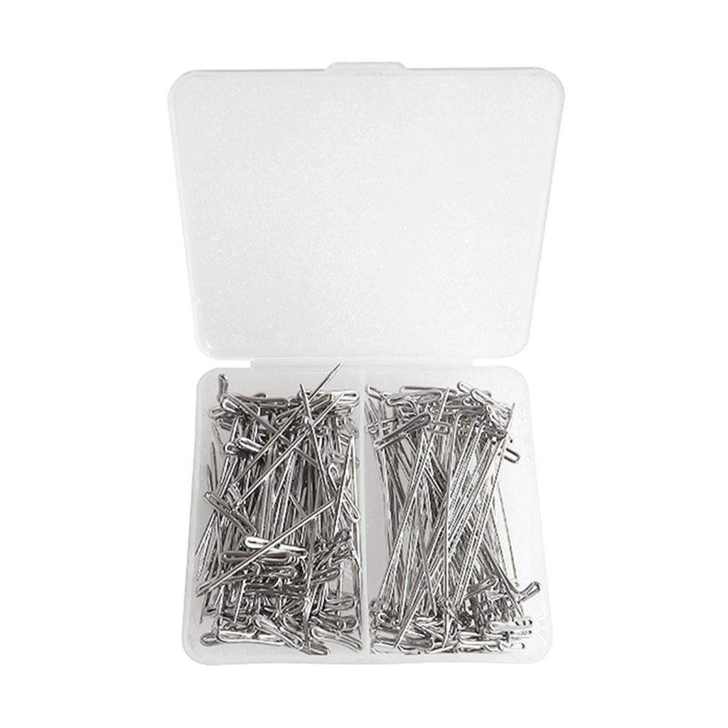 100 Pieces Mixed Sizes Steel Wig T-Pins with Plastic Stroage Box 54mm & 45mm