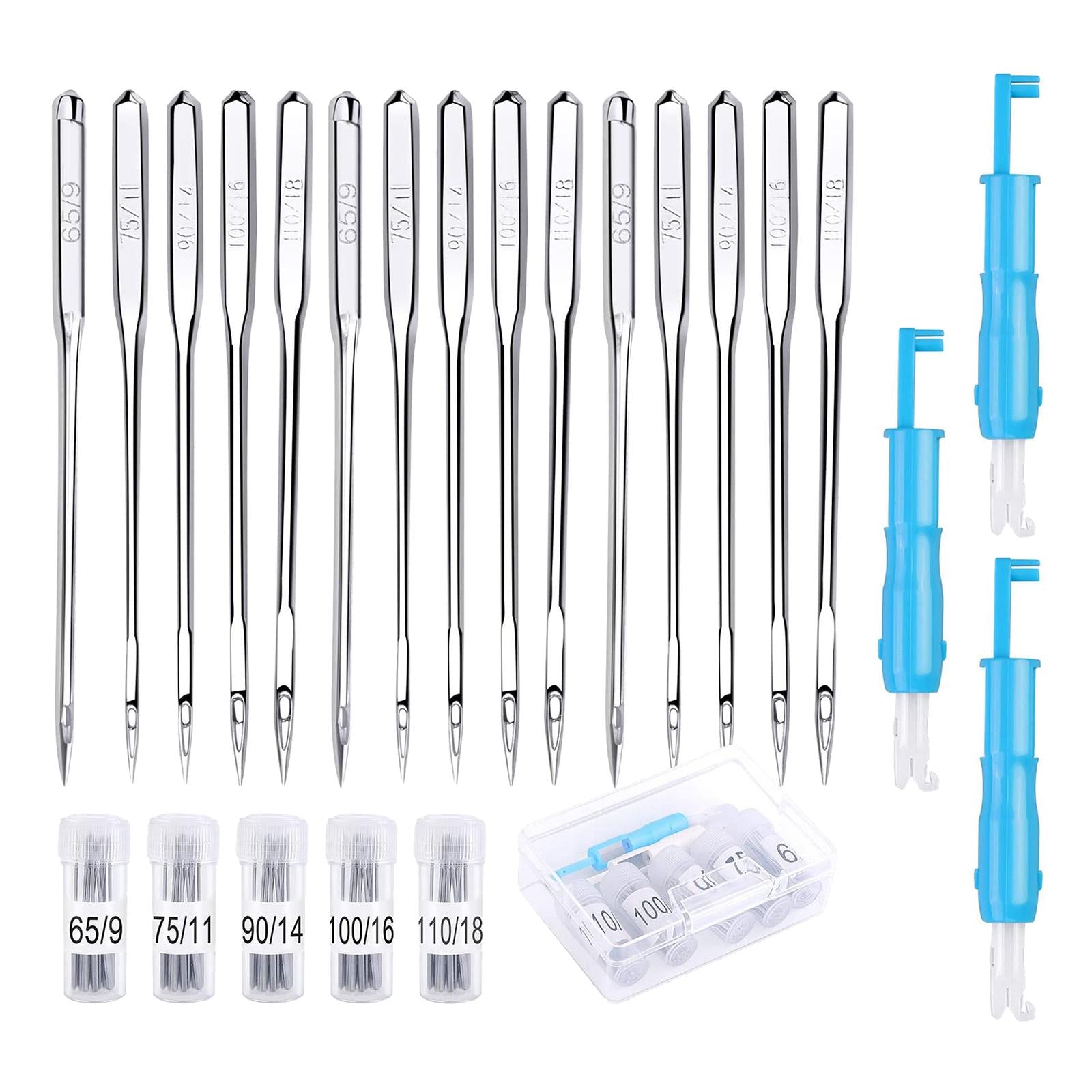 53 Universal Regular Point Domestic Sewing Machine Needles & Needle Threader