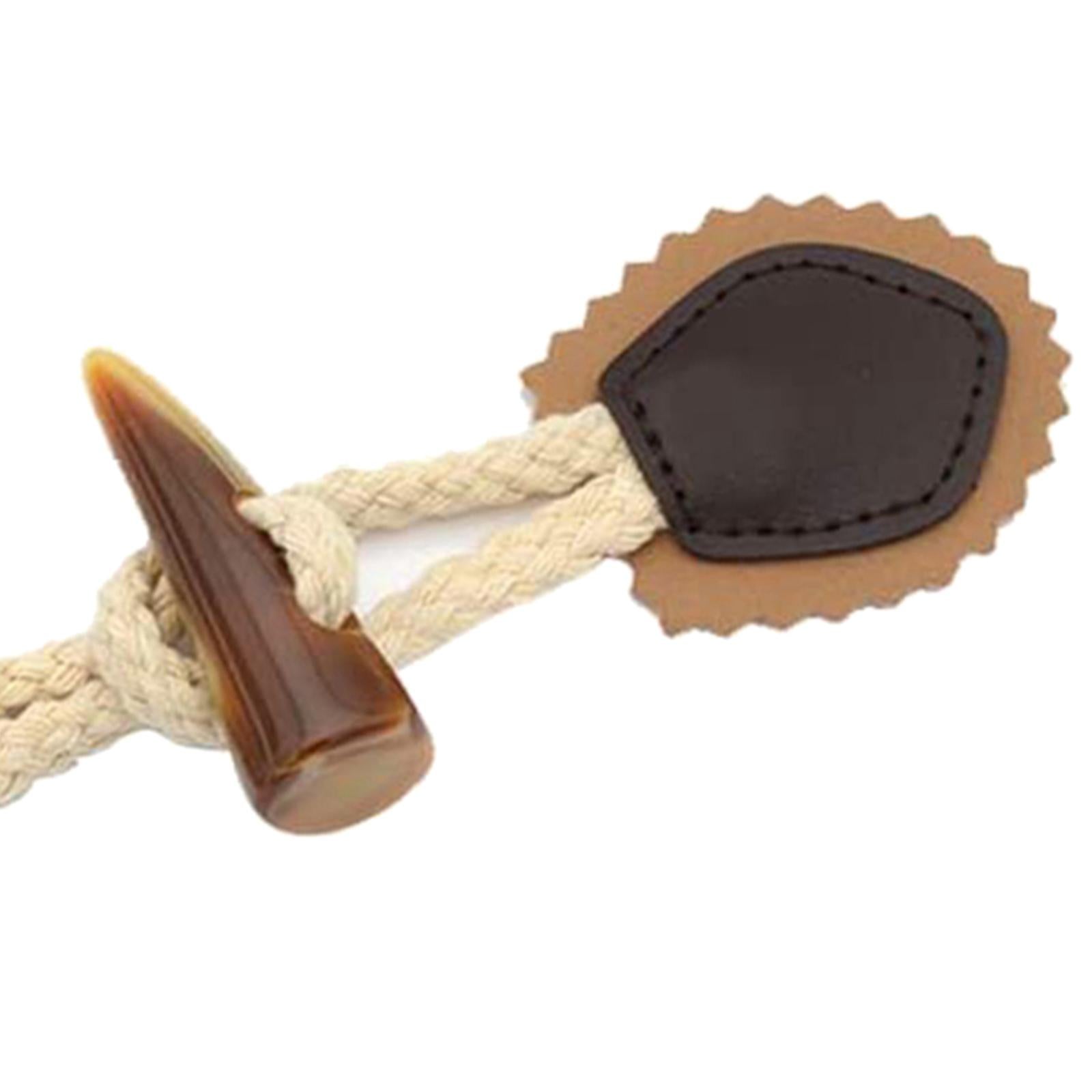 4 Pairs Leather Sew-On Toggles Resin Horn Button Closures DIY Sewing Brown