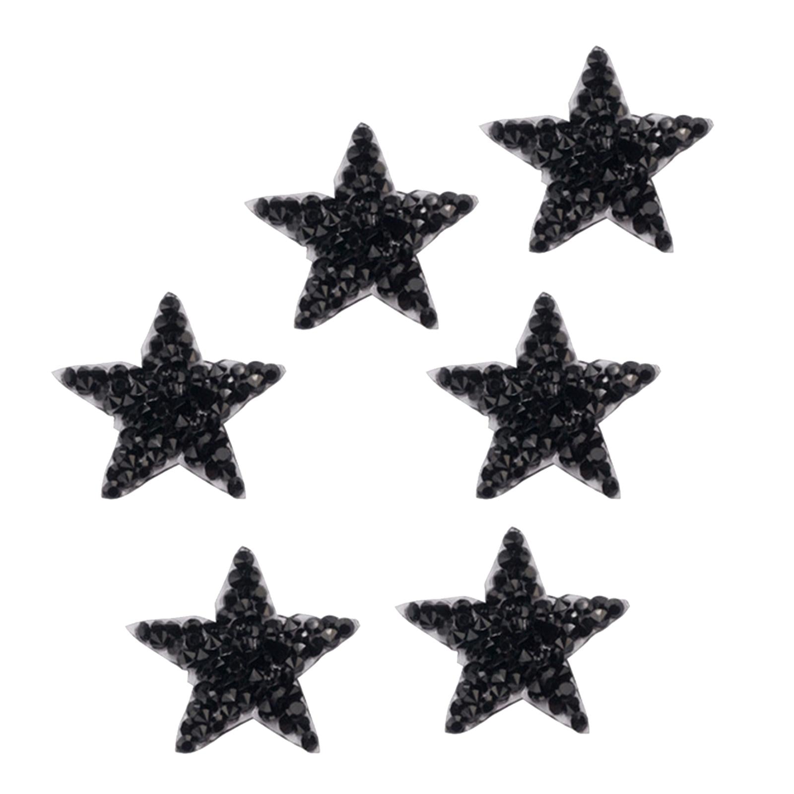 6PCS Rhinestone Star Patches Iron On Sew on Patch Appliques Black