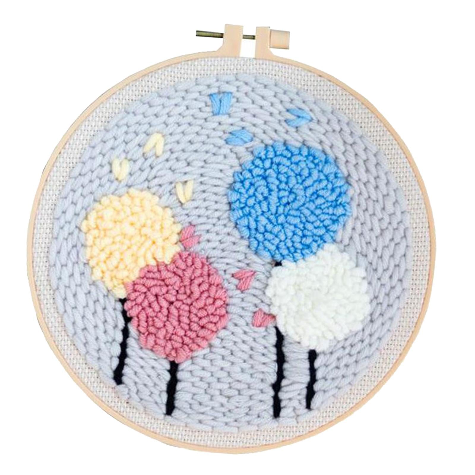Dandelion Pattern Punch Needle Kit with Basic Tools DIY Needlework Crafts