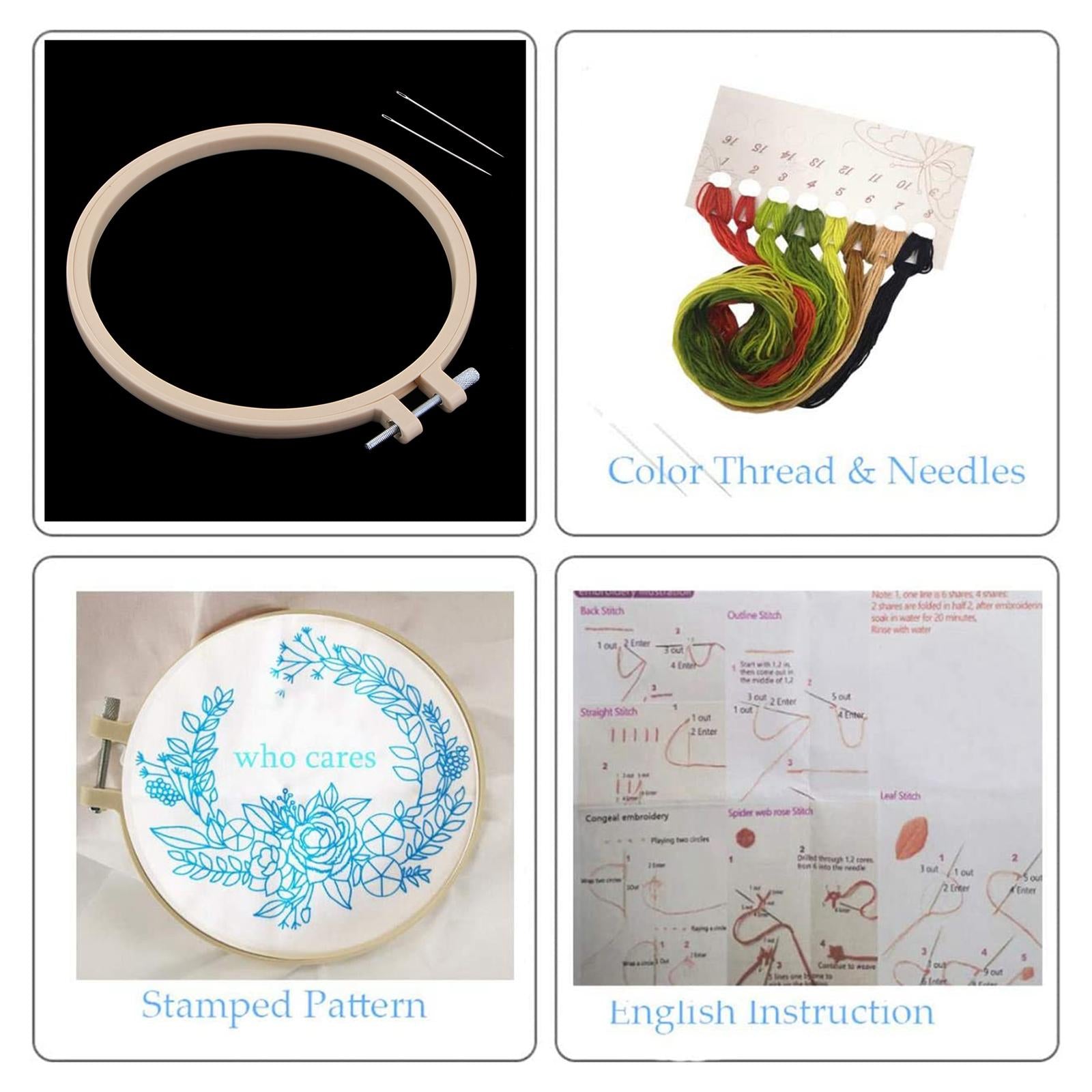 Full Range of Embroidery Kit with Pattern DIY Hoop Craft Dia. 20cm Style 4