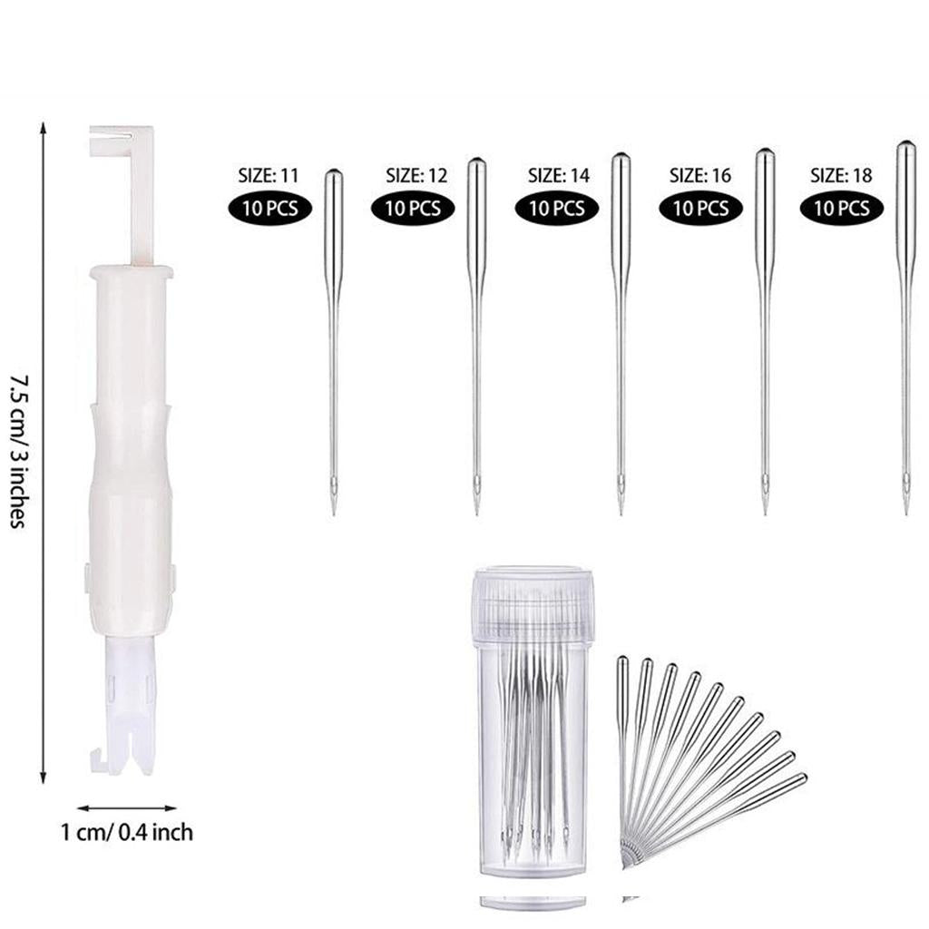 Sewing Machine Needles Universal For Singer Brother 50Needles 3Threader