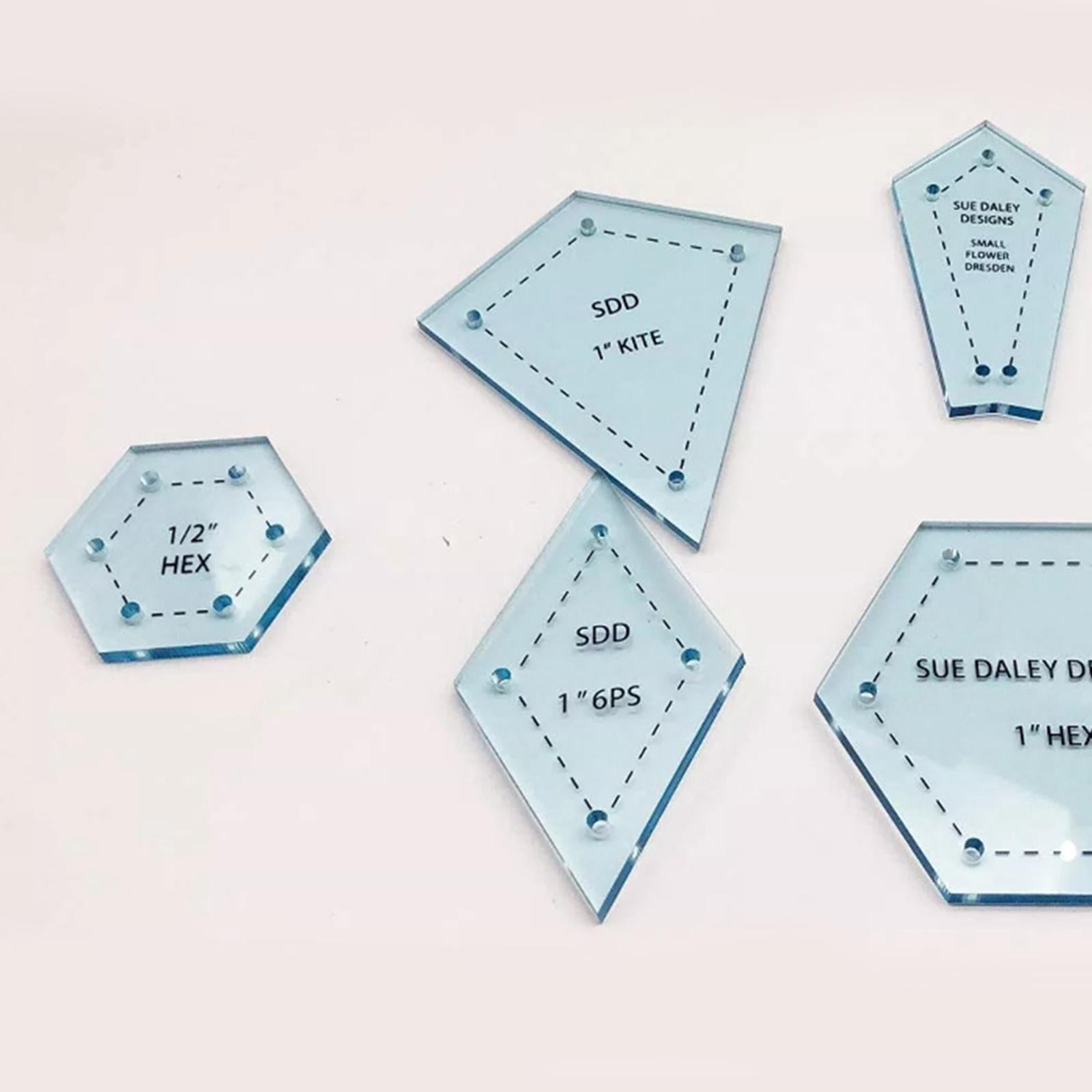 300Pcs Sew Easy Mini Patchwork Quilting Templates 6 Shapes Ruler Stencils