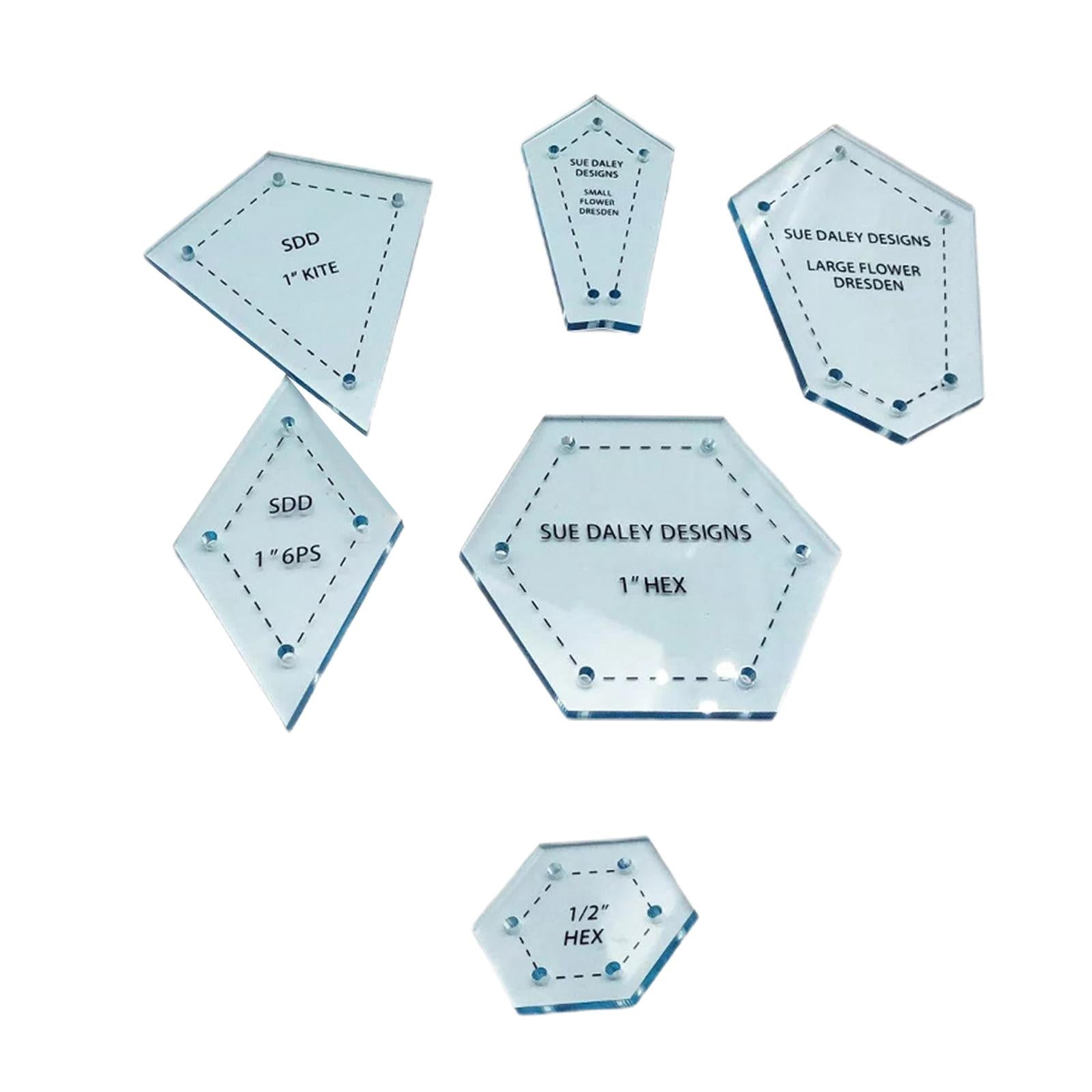 300Pcs Sew Easy Mini Patchwork Quilting Templates 6 Shapes Ruler Stencils