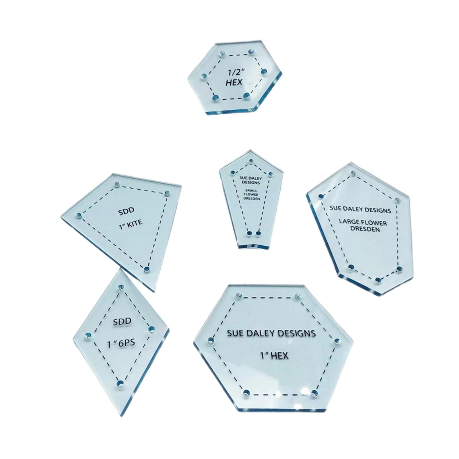 300Pcs Sew Easy Mini Patchwork Quilting Templates 6 Shapes Ruler Stencils