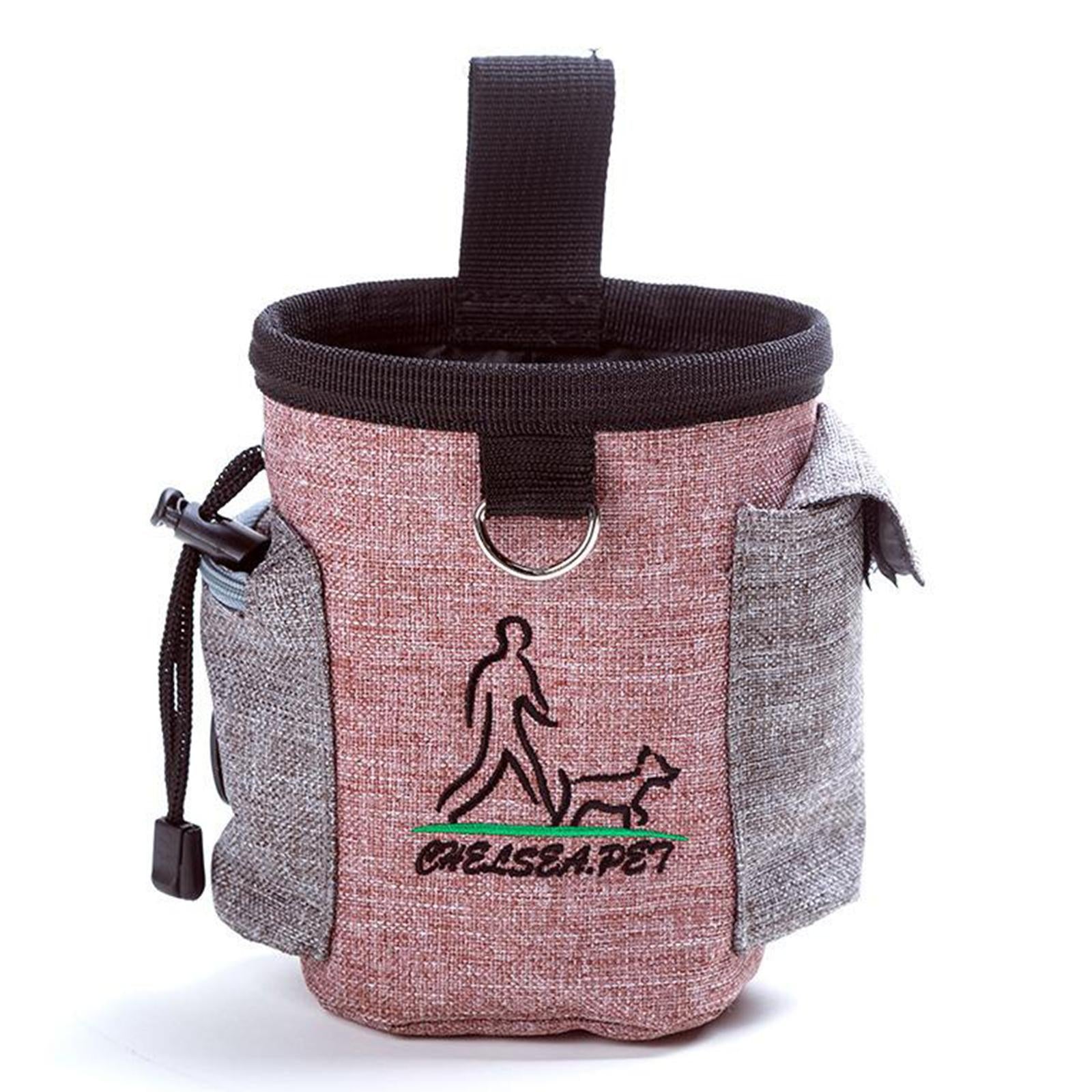 Durable Dog Training Bag Travel Pouch Drawstring Dogs Toys Holder Carrier Pink