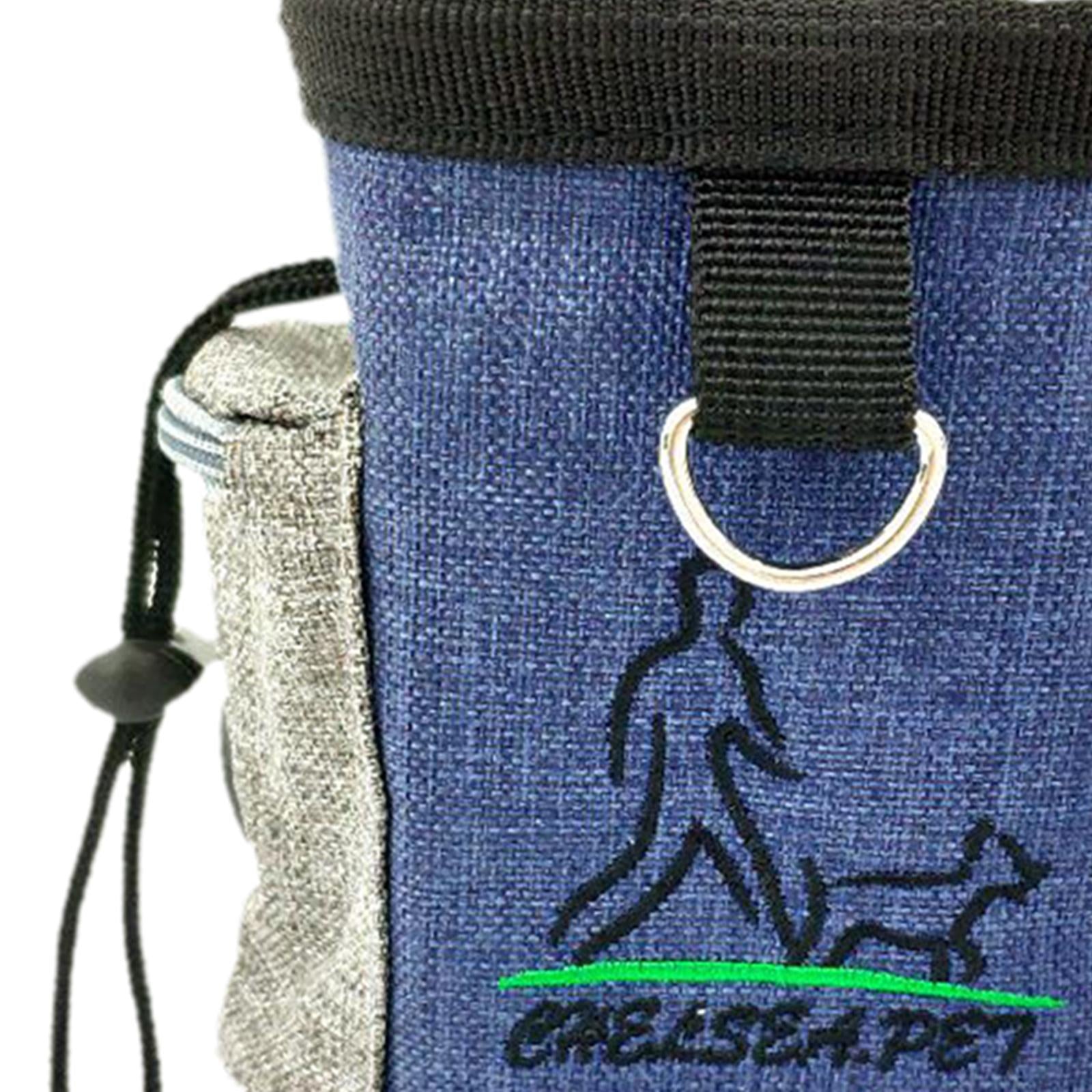 Durable Dog Training Bag Travel Pouch Drawstring Dogs Toys Holder Carrier Denim Blue