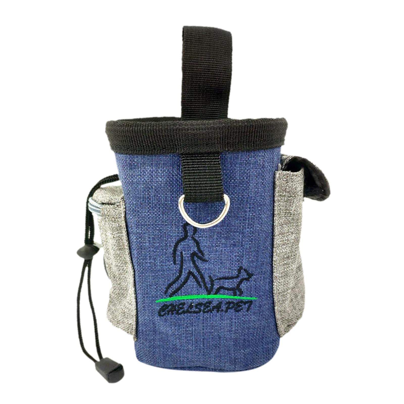 Durable Dog Training Bag Travel Pouch Drawstring Dogs Toys Holder Carrier Denim Blue