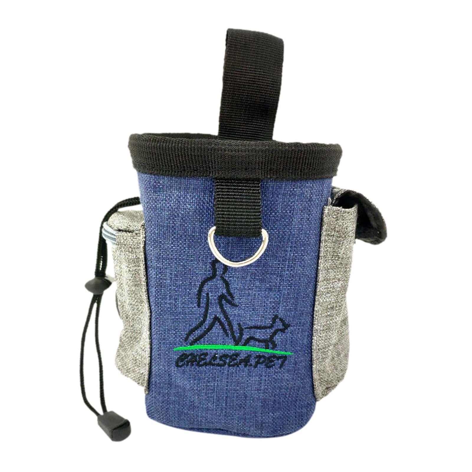 Durable Dog Training Bag Travel Pouch Drawstring Dogs Toys Holder Carrier Denim Blue