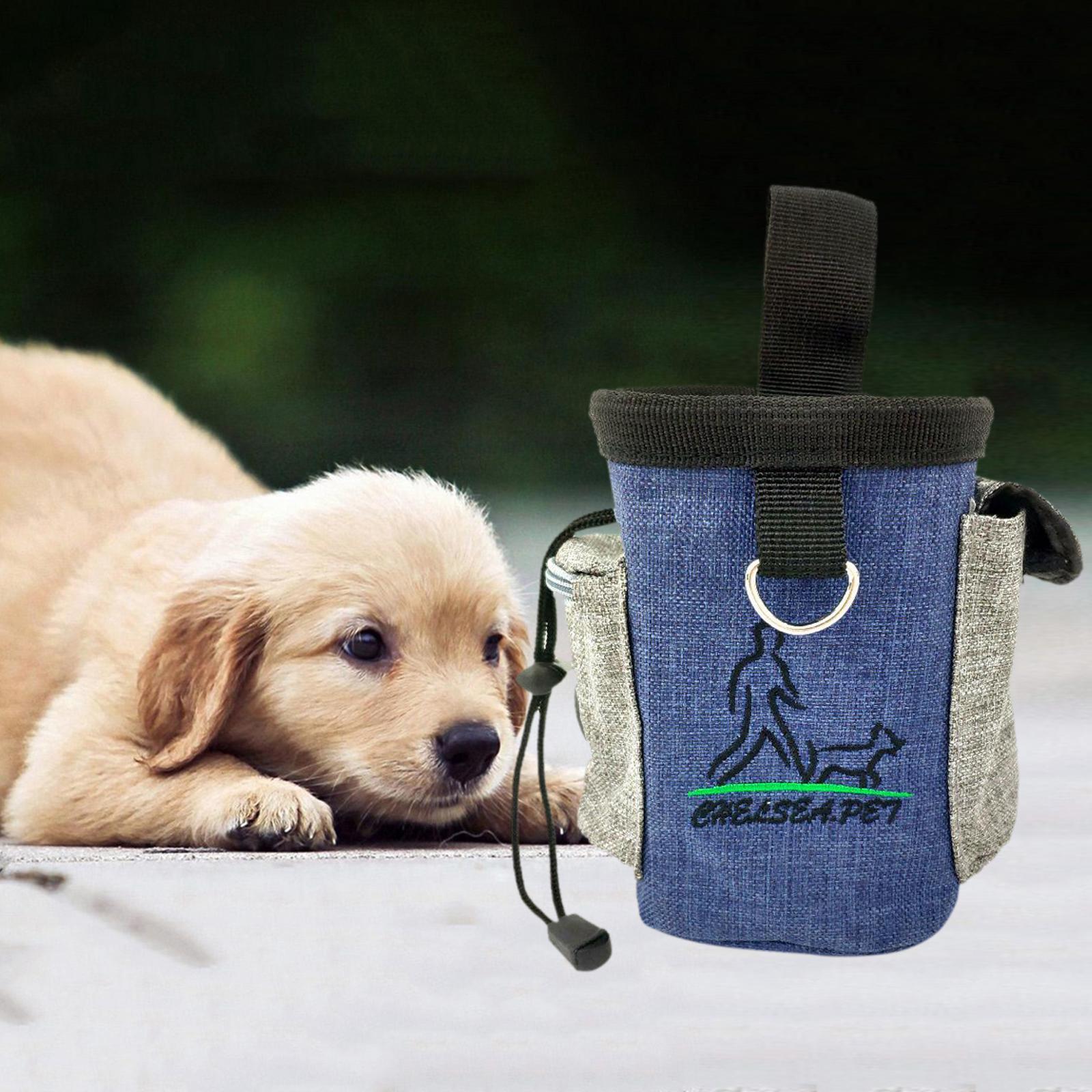 Durable Dog Training Bag Travel Pouch Drawstring Dogs Toys Holder Carrier Denim Blue