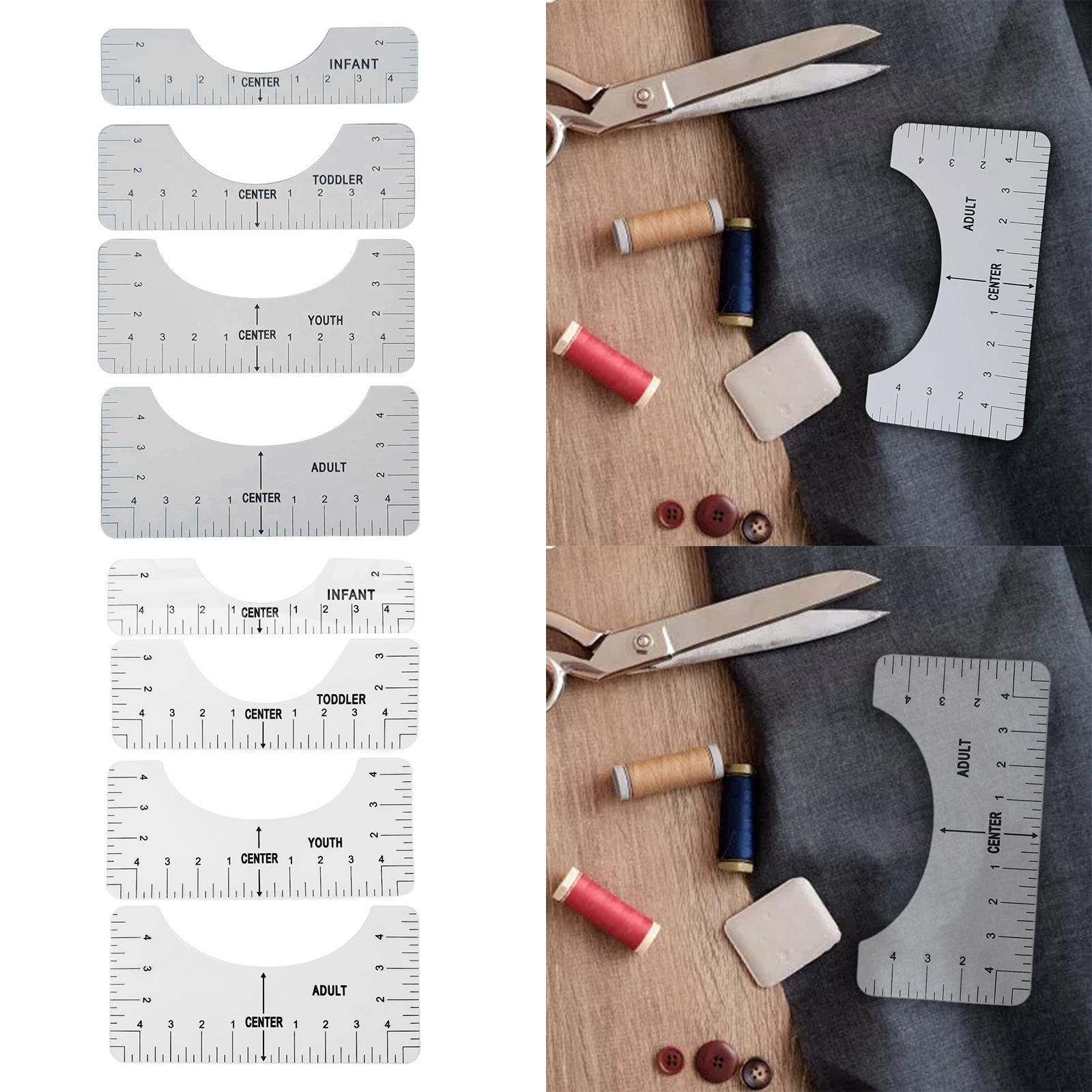 4x PVC T-Shirt Ruler Guide Alignment Centering T Shirt Placement White