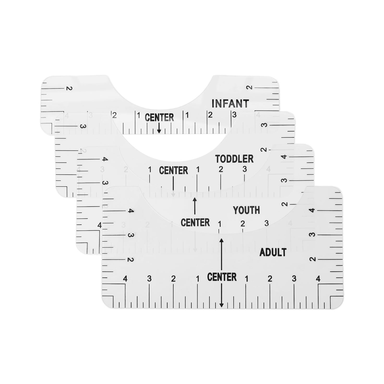 4x PVC T-Shirt Ruler Guide Alignment Centering T Shirt Placement Transparent