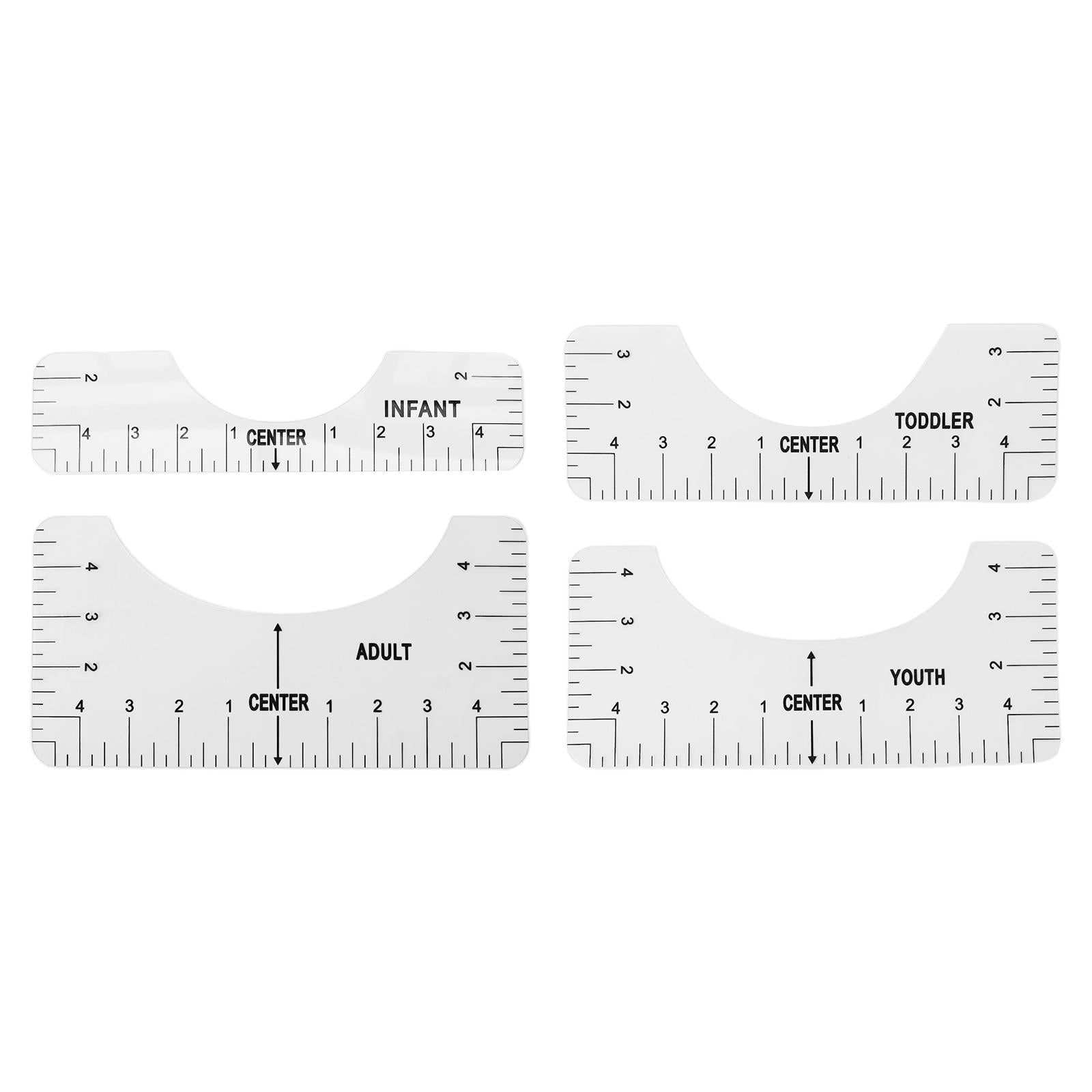 4x PVC T-Shirt Ruler Guide Alignment Centering T Shirt Placement Transparent